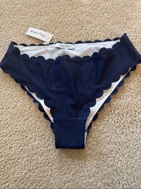 Navy Scalloped Bikini Bottom